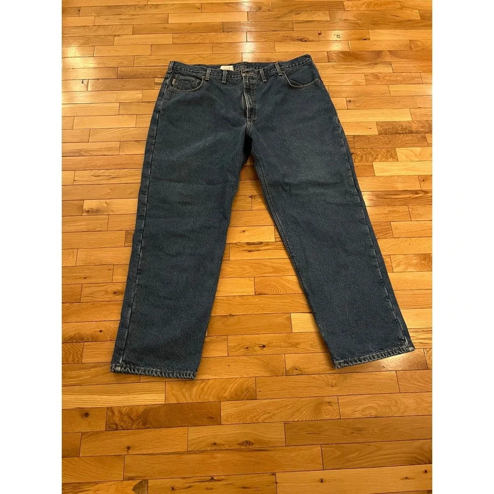 Carhartt Mens Relaxed Fit Straight Leg Jeans Dark Wash Blue Denim 44 x 32